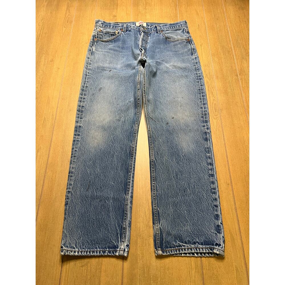 Levi’s‎ 501 Jeans Men Straight Leg Denim Blue Actual Size 34x28 Distress faded